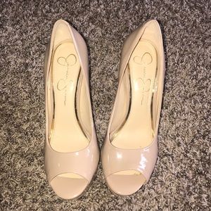 Jessica Simpson peep toe nude heels